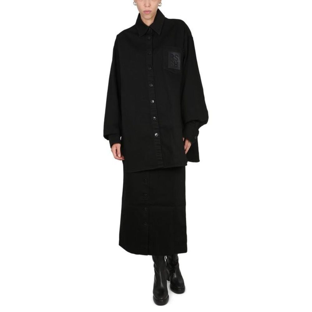 RAF SIMONS Structured Button-Front Midi Skirt Women BLACK Skirts